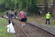 Volunteers pick up grash during annual Beta Bridge stream cleanup