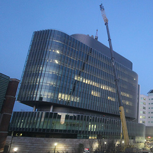 A wide shot of the University Hospital Expansion tower