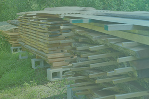 Piles of lumber being dried
