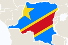 Illustrated map of Africa, highlighting the Congo and Congolese flag