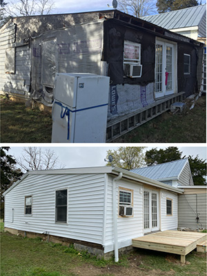 Before and after photos of a renovated home