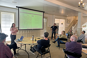 Kellen Renner-Thomas and Joe Newton presenting an idea during FM innovation day