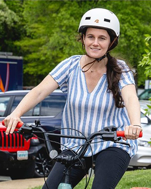 Shannon Sahs riding a bike