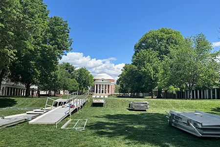Preparations for Final Exercises with the installation of ramps on the Lawn