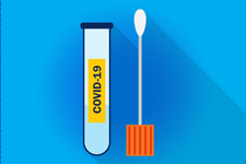 Illustration of COVID test tube and swab