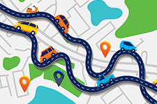 Illustration of cars and roadways
