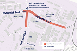 Map of detours from McCormick/Alderman intersection closure