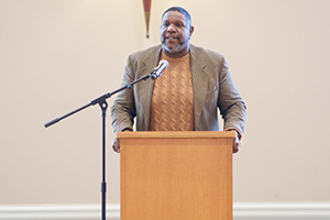 Young emphasizes his support for his community during his speech after accepting the award.  