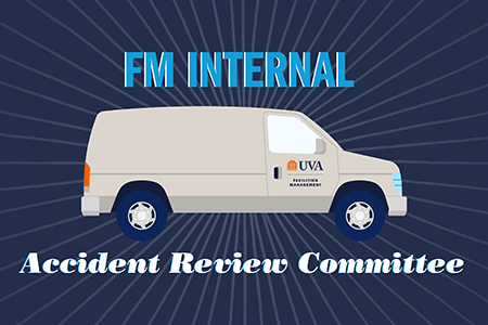 'FM Internal Accident Review Committee' is printed around a graphic illustration of an FM van