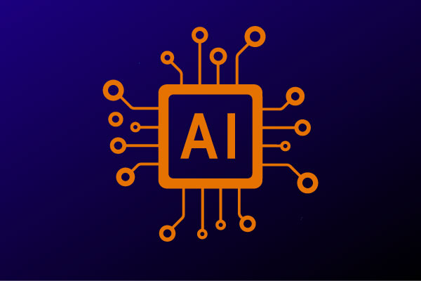 Graphic illustration of the letters AI in the style of a CPU processor