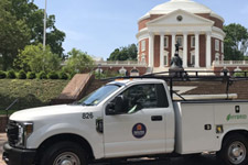 A hybrid pickup truck, part of U.V.A. Facilities Management's fleet