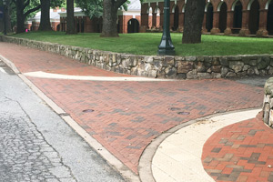A view of sidewalk and curbs on McCormick Road