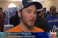 Benjamin Megulin being interviewed by NBC29 News