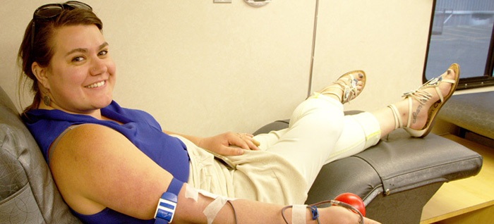 Juliana Millbern donating blood