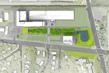 Architectural rendering of the School of Data Science aerial view