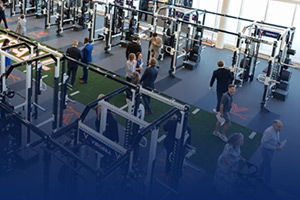 Aerial view of the interior of the Football Operations Center