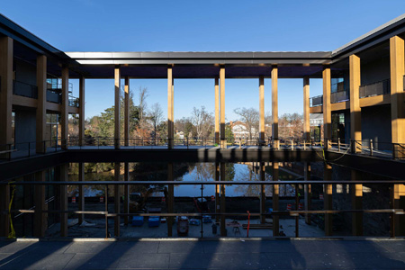 Exterior view of the Contemplative Commons building, which is under construction