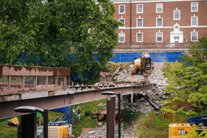 University removes 1970s footbridge
