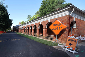 Rotunda Alley with a detour sign