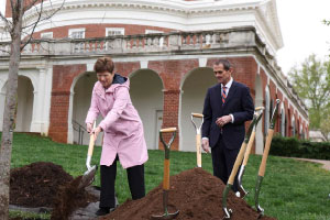Colette Sheehy honored with planting as part of UVA's Founder's Day celebration.