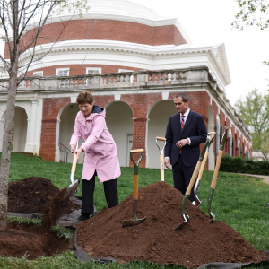 Colette Sheehy honored with planting as part of UVA's Founder's Day celebration.