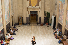 Birdseye view of Clark Hall's atrium