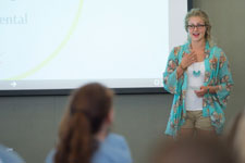 Fourth-year student Megan McDaniels trains RAs.
