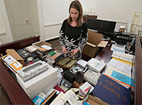 Christine Wells packs up at the Rotunda