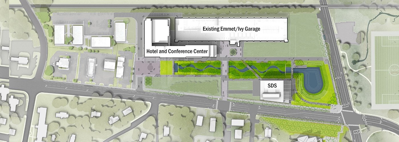Detailed aerial rendering of entire Ivy Corridor construction site