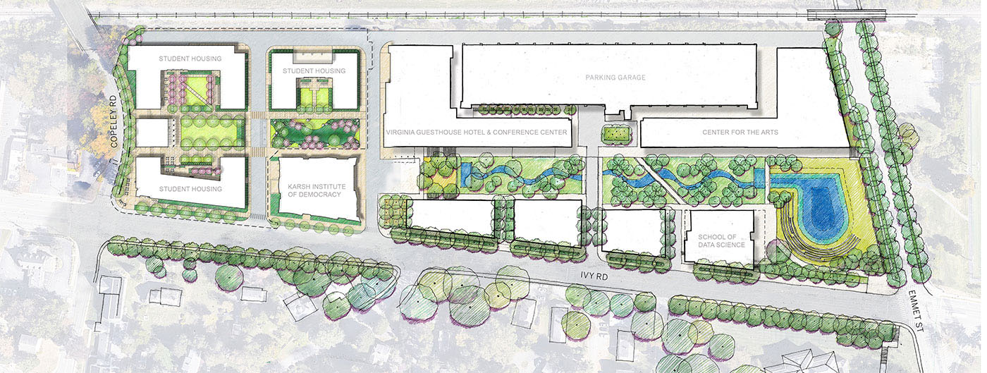 Detailed aerial rendering of entire Ivy Corridor construction site