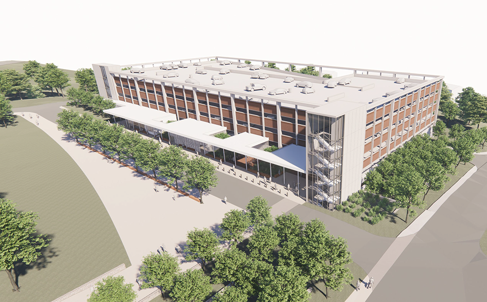 Aerial rendering of North Grounds Parking Garage