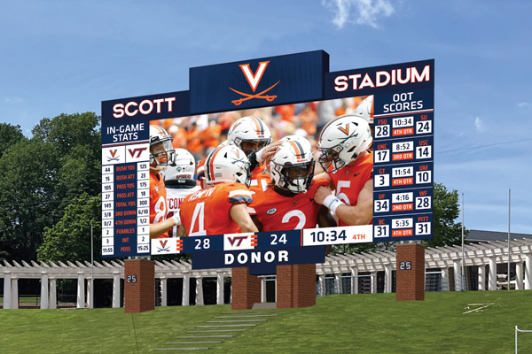 Architectural rendering of a new Scott Stadium scoreboard