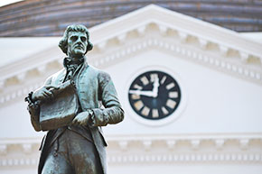 Jefferson statue in front of Rotunda
